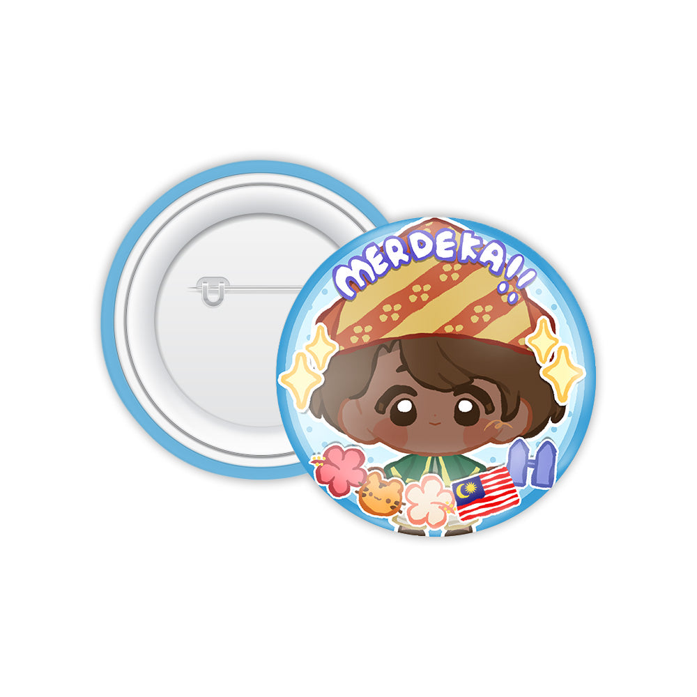 Primer Ice Tea's Merdeka Button Badge 2026 — round Merdeka-themed VTuber character button badge | Arcstelle