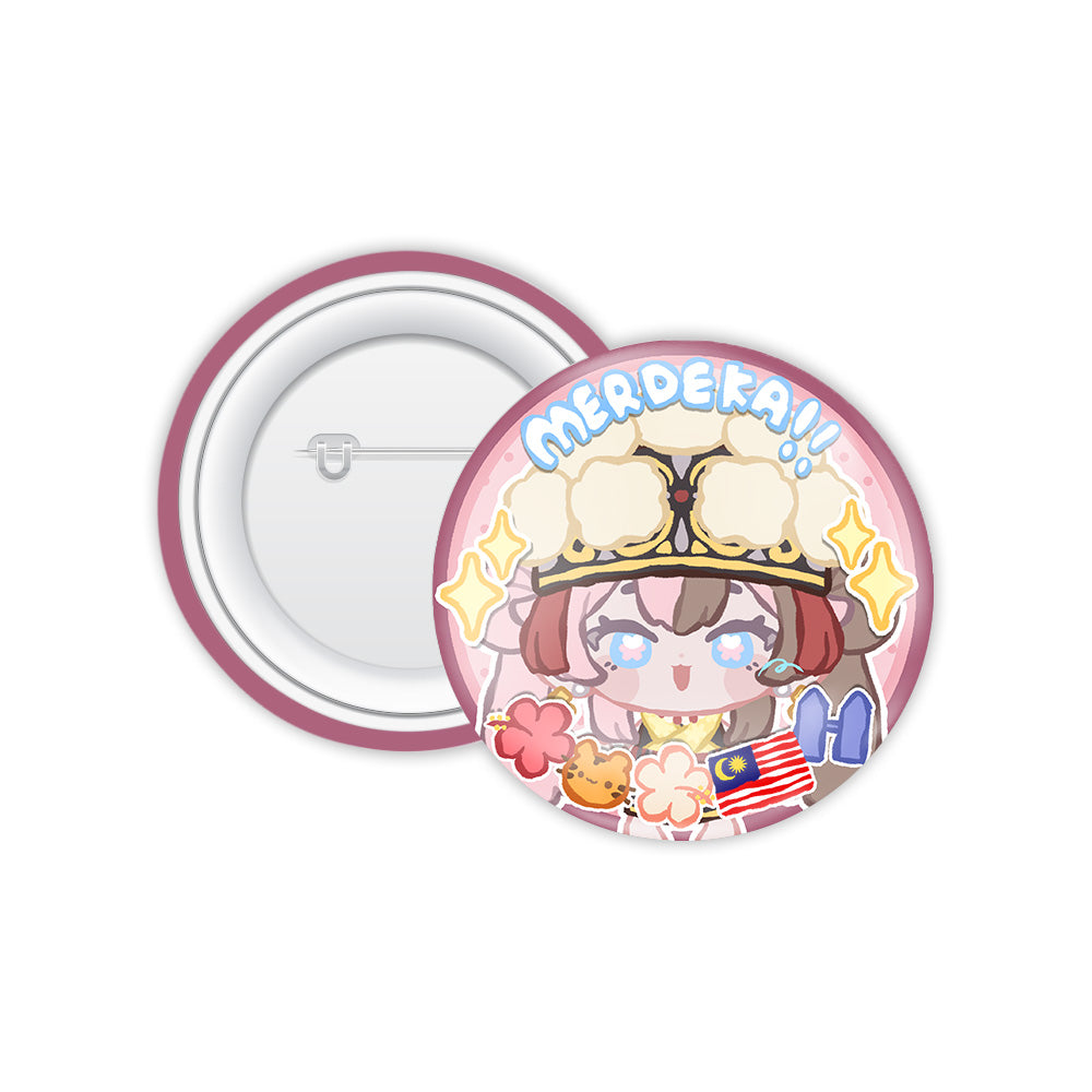 Butterynn's Merdeka Button Badge 2026 — round Merdeka-themed VTuber character button badge | Arcstelle
