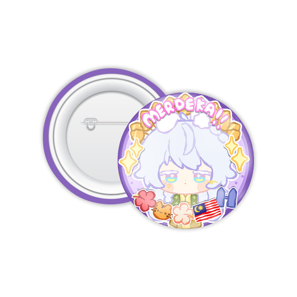 ChrryAie Merdeka Button Badge 2026 — round Merdeka-themed VTuber character button badge | Arcstelle