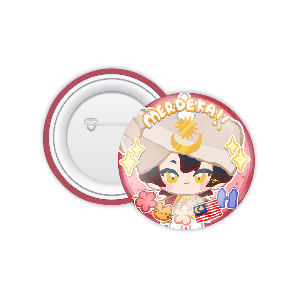 Jun Yung-Ho's Merdeka Button Badge 2026 — round Merdeka-themed VTuber character button badge | Arcstelle