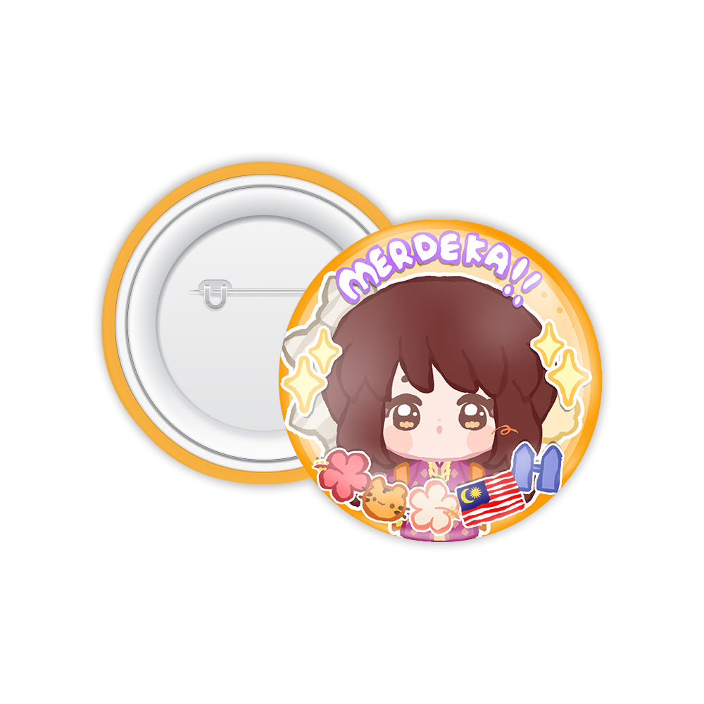 LoafyKitt's Merdeka Button Badge 2026 — round Merdeka-themed VTuber character button badge | Arcstelle