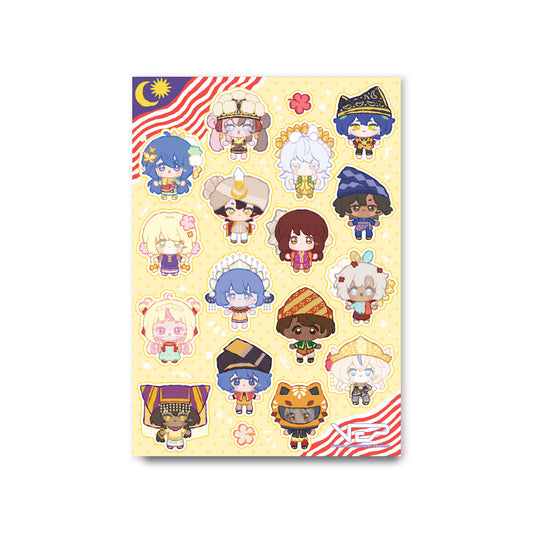 Merdeka Sticker Sheet 2026 by LOWs Graphic — Merdeka-themed VTuber character sticker sheet | Arcstelle