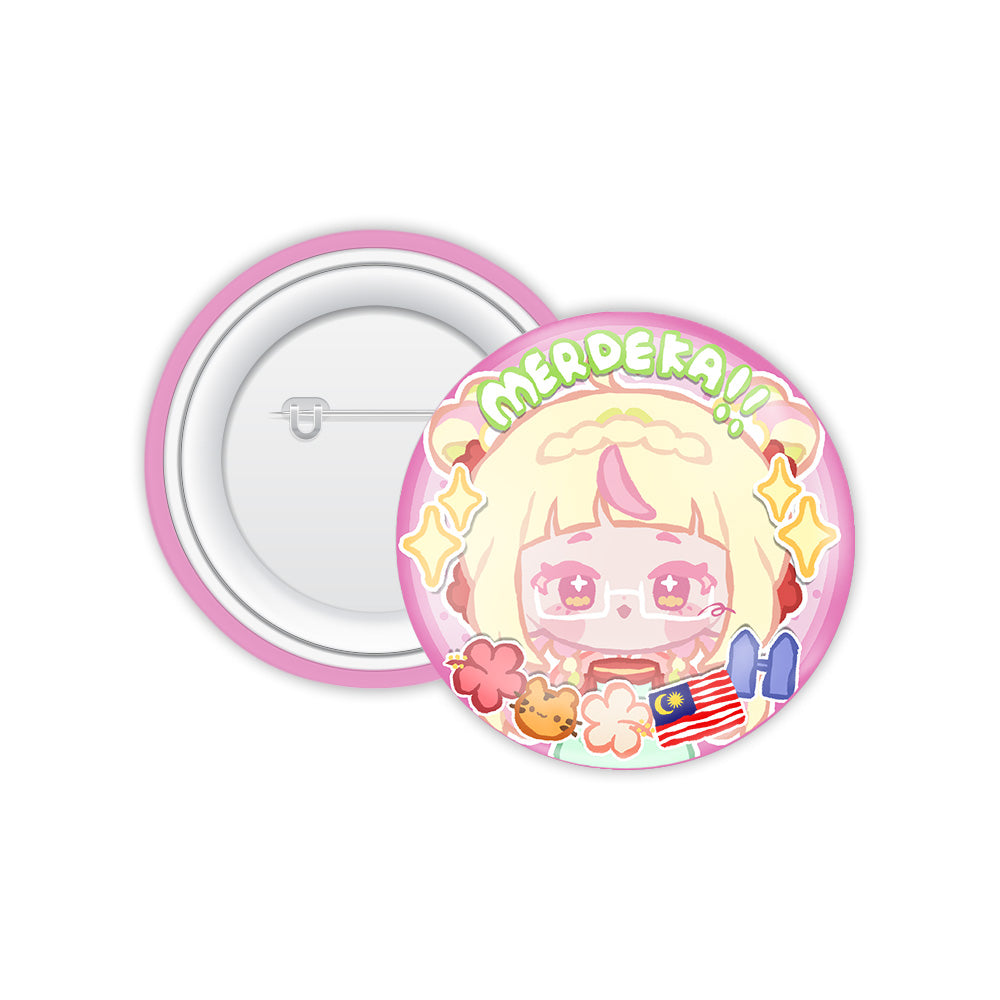Mifflue Merdeka Button Badge 2026 — round Merdeka-themed VTuber character button badge | Arcstelle