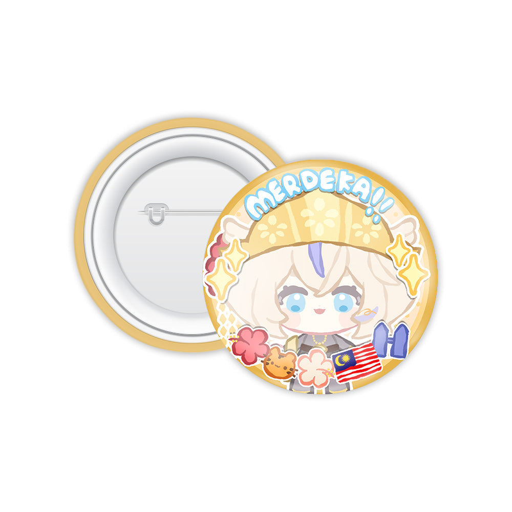 SyaebiiEXE Merdeka Button Badge 2026 — round Merdeka-themed VTuber character button badge | Arcstelle