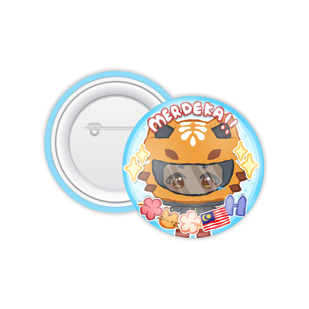 SykoKyza Merdeka Button Badge 2026 — round Merdeka-themed VTuber character button badge | Arcstelle